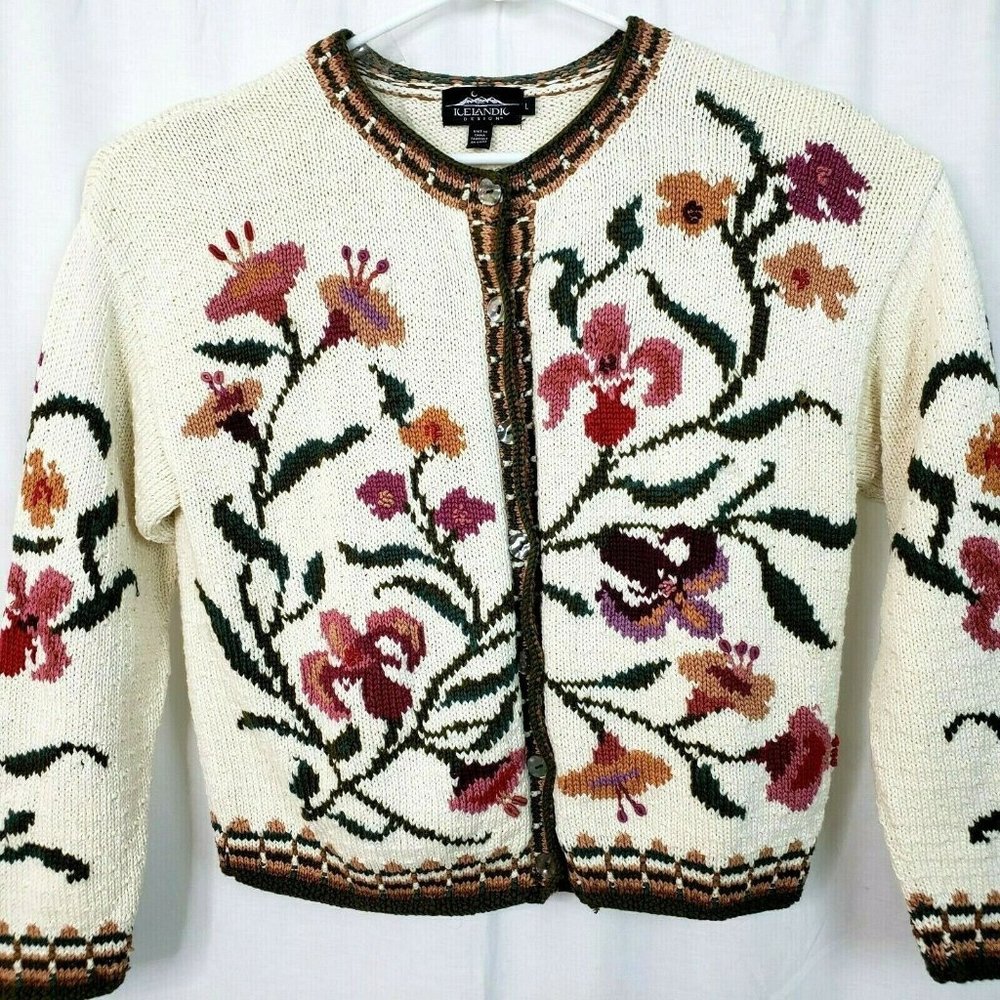 Icelandic Designs Floral Cardigan - Picture 2 of 6